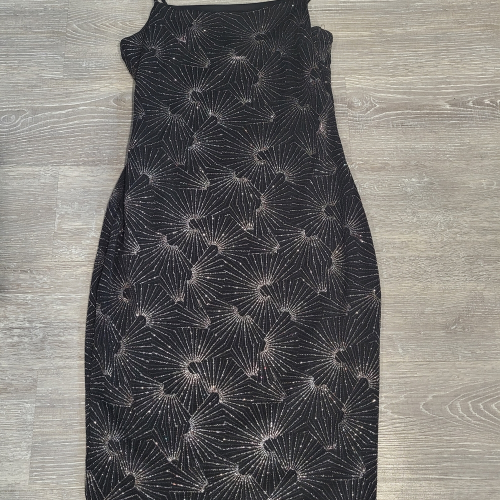 Eclipse Black and Silver Patterned Mini Dress